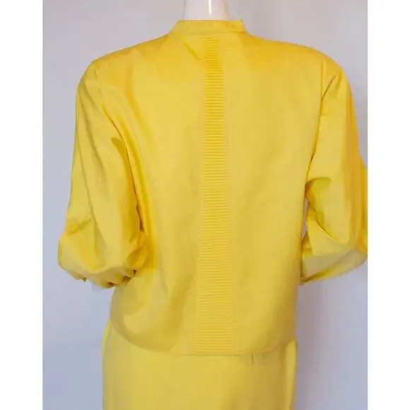 Vintage Gianni Versace Canary Yellow 100% Cotton Skirt & Jacket Ensemble